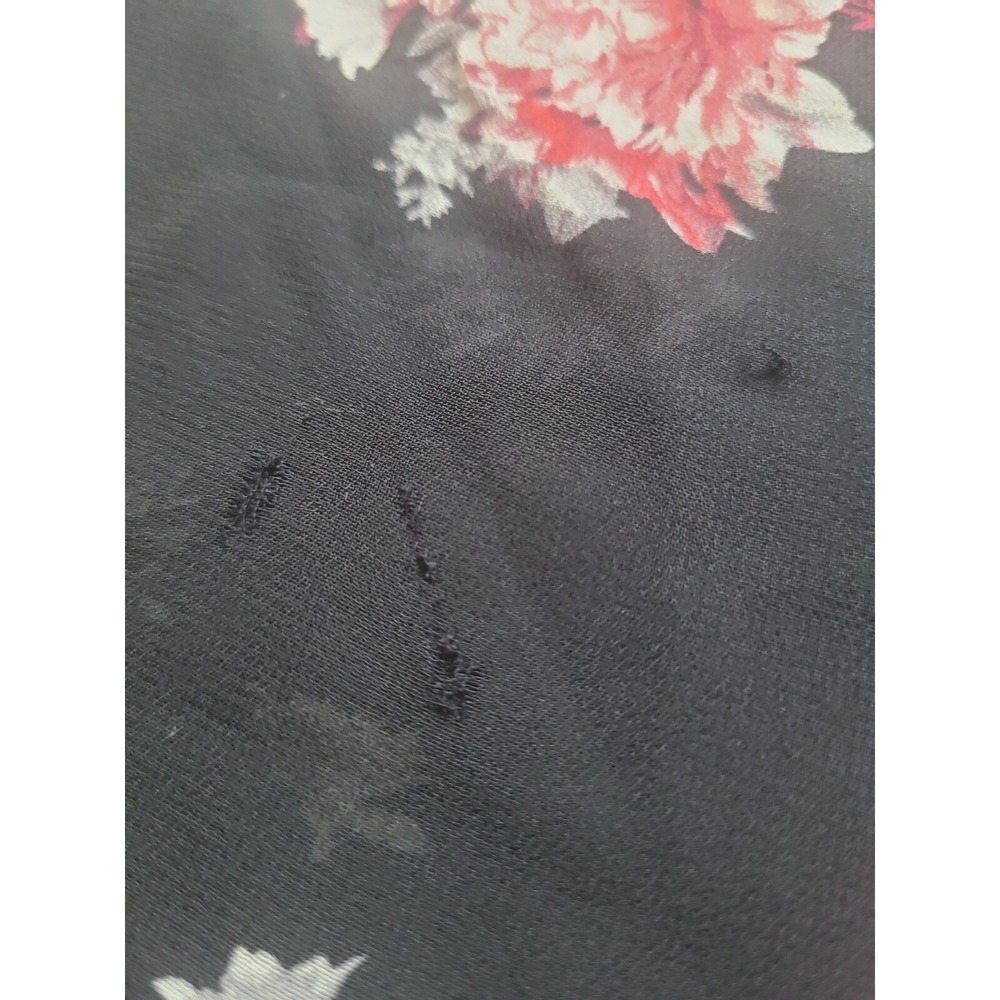 Lauren Conrad women's floral button top XS long sleeve with lace accent black - Picture 8 of 11